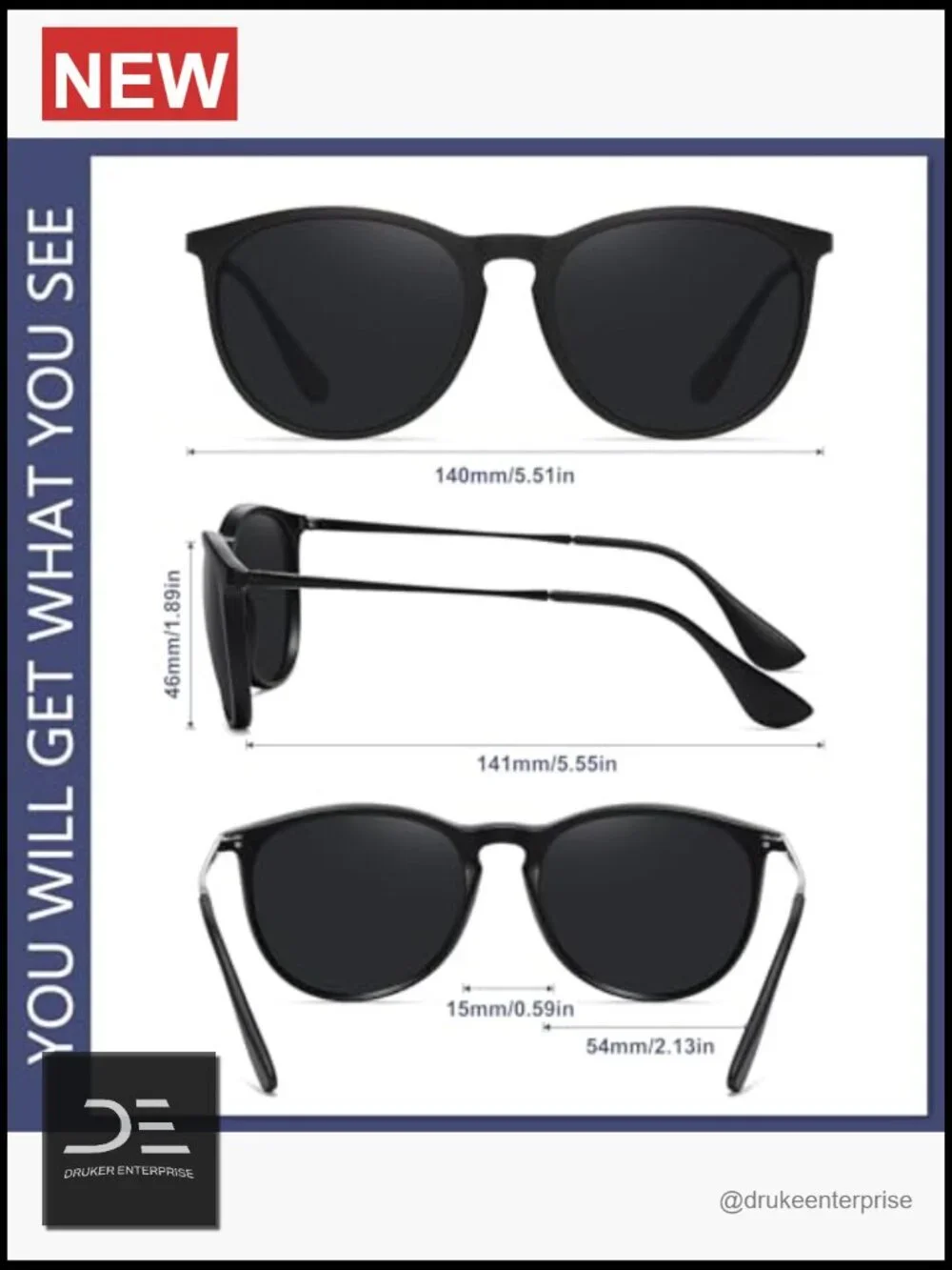 Retro Round Polarized Sunglasses for Women with UV Protection